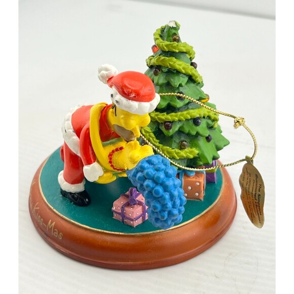 SIMPSONS Bradford Christmas Ornament Illuminated "Merry Kiss-Mas" Homer Marge - Picture 4 of 9
